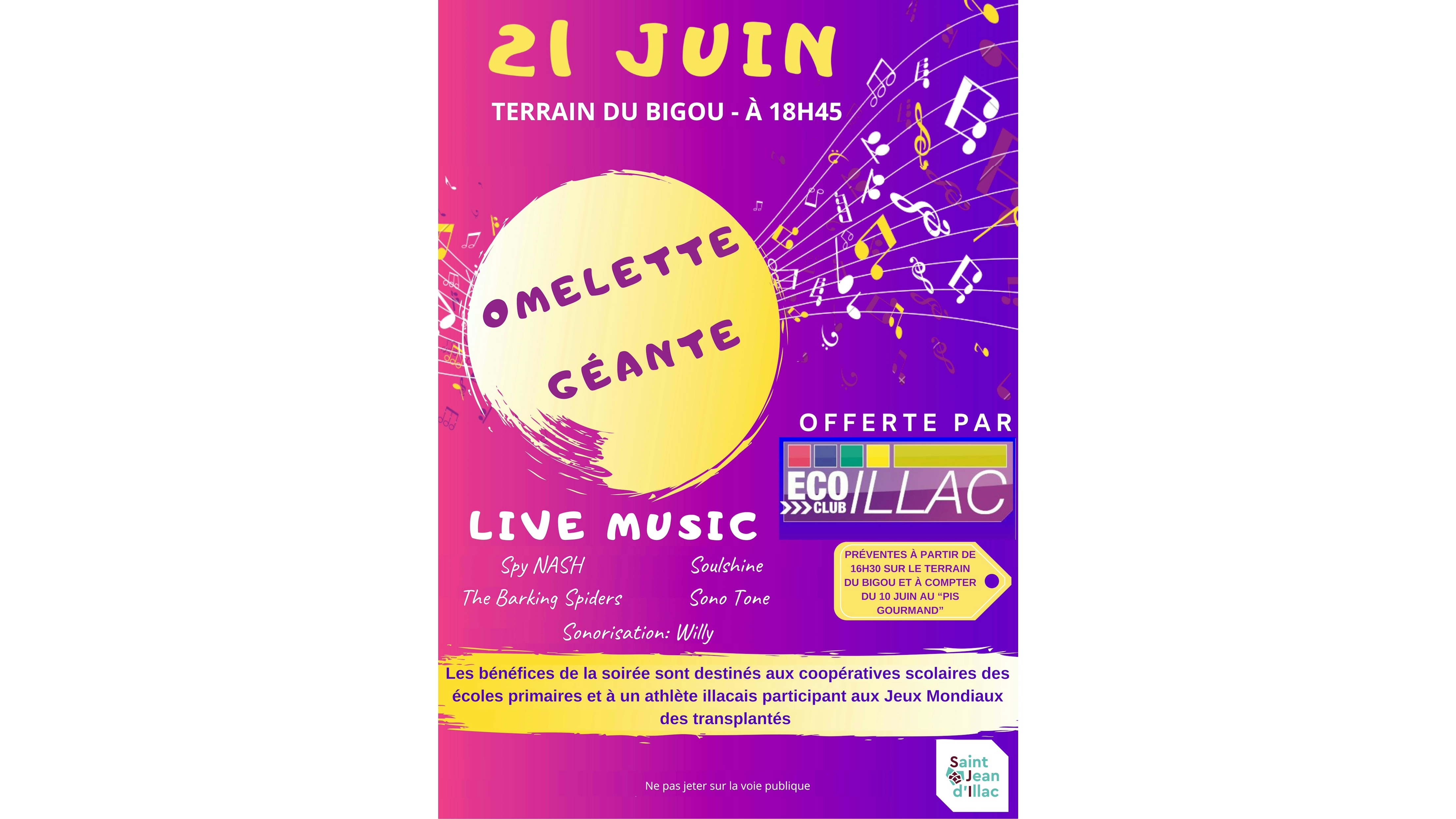 21 JUIN 2025 OMELETTE GEANTE GRATUITE ECOCLUB