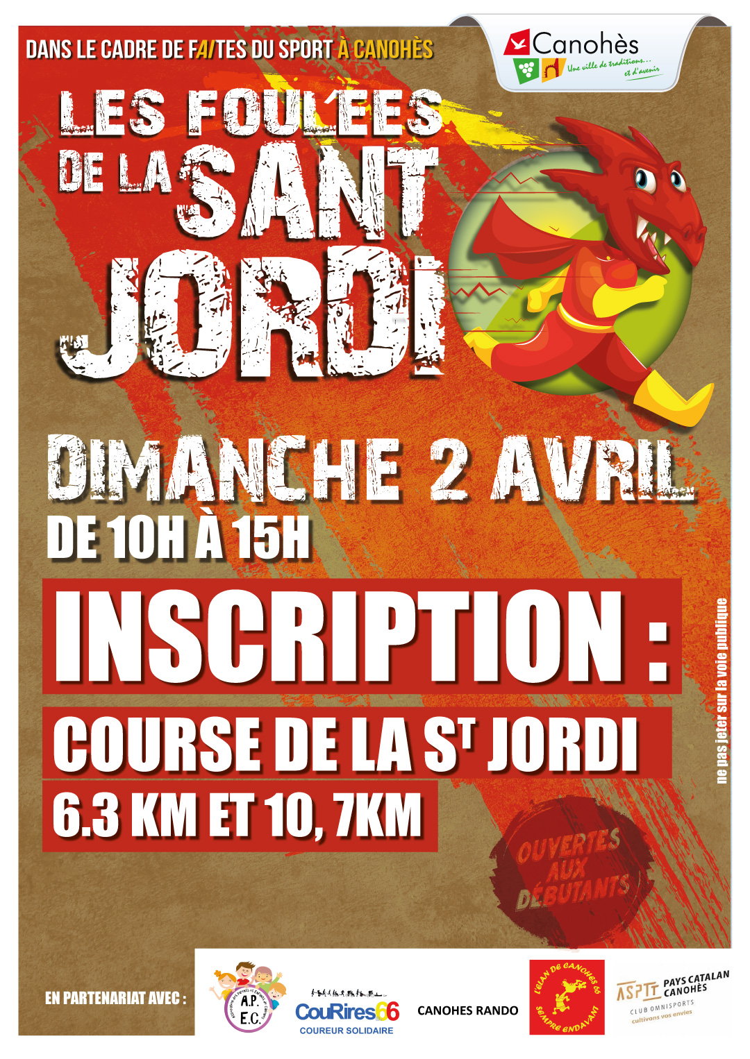 🏃‍♂️🏃‍♀️FOULÉES DE LA SAN JORDI : 6,3 km et 10,7 km 🏃‍♂️🏃‍♀️