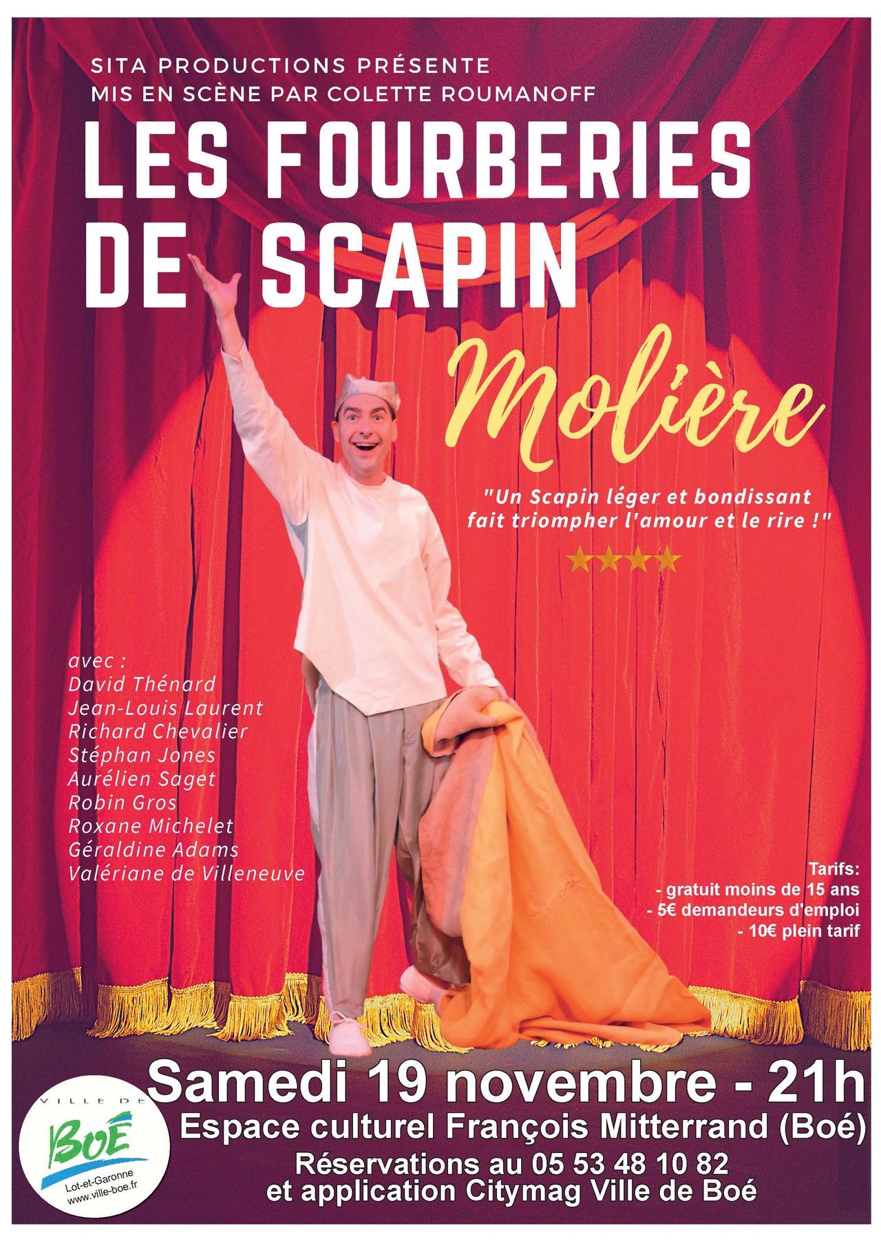 Les Fourberies de Scapin à l'Espace Culturel François Mitterrand le samedi 19 novembre 2022 