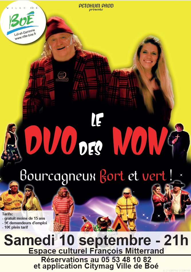 Le Duo des non en spectacle le 10 septembre à l'espace culturel François Mitterrand