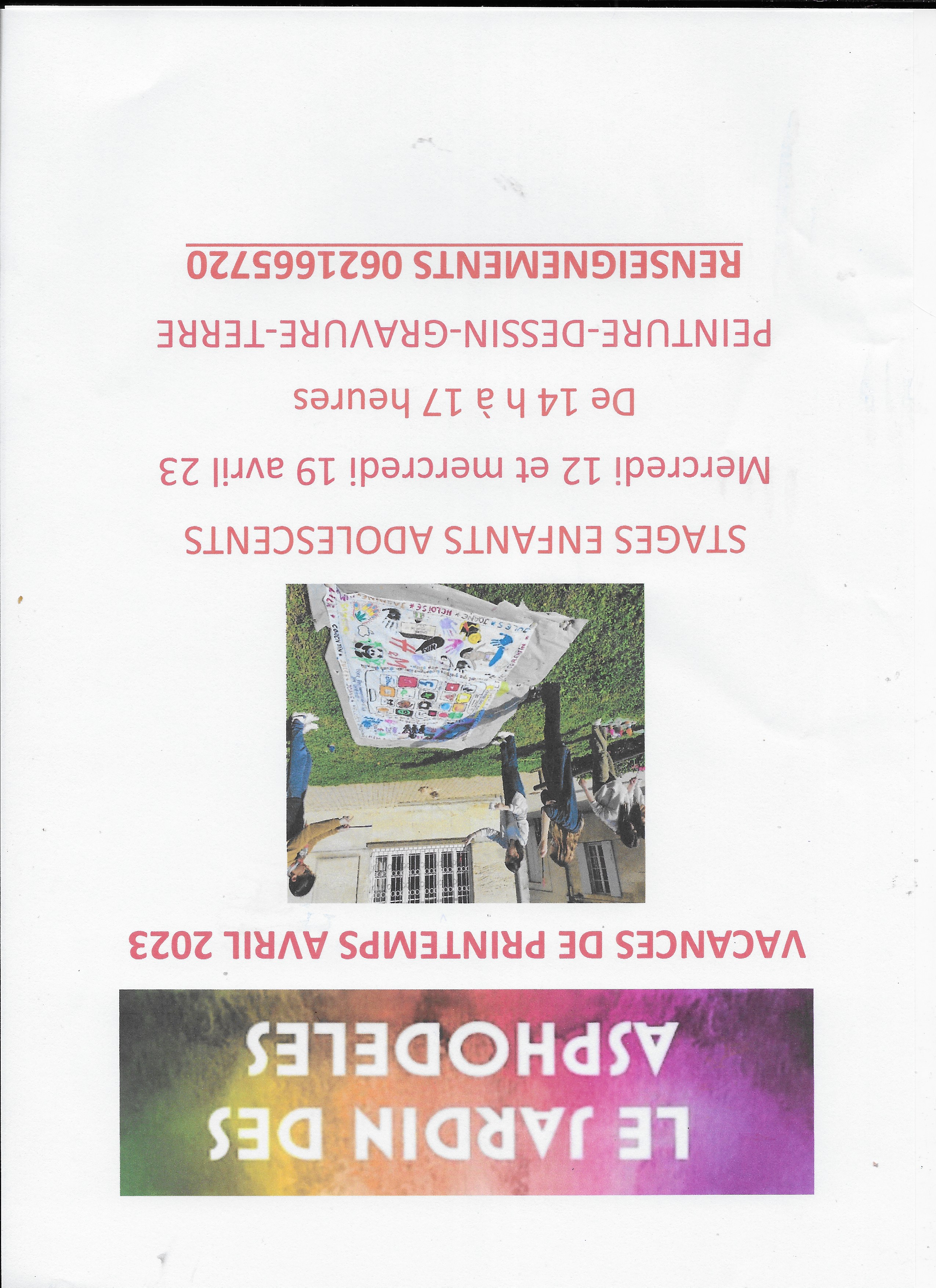 Stages de vacances avril 2023 avec LE JARDIN DES ASPHODELES.