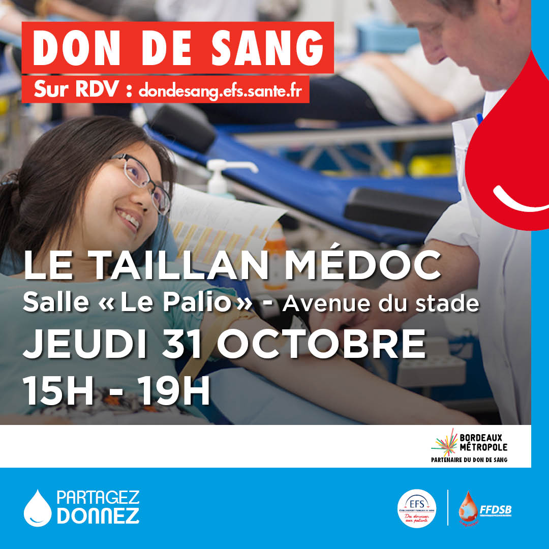 ADSB collecte de sang 31 octobre salle Le Palio
