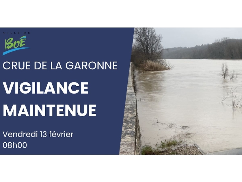 CRUE DE LA GARONNE – VIGILANCE MAINTENUE