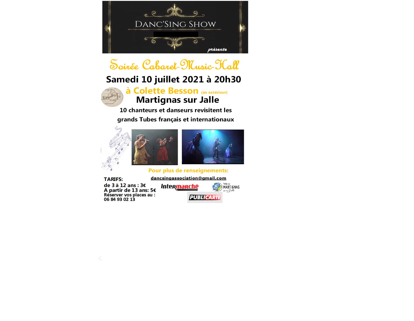 Nouveau spectacle Danc'Sing Show 10 juillet 2021