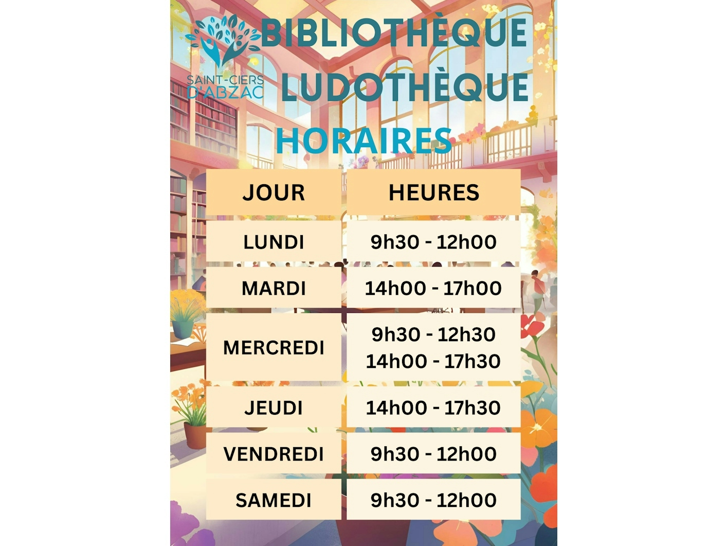 Horaires de la bibliothèque