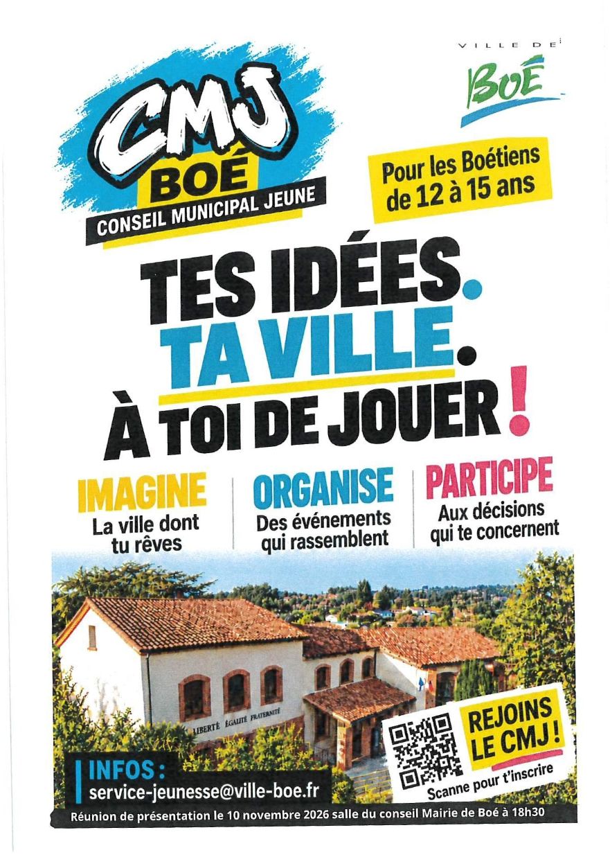 RÉUNION D’INFORMATION - CONSEIL MUNICIPAL DES JEUNES (CMJ) DE BOÉ !