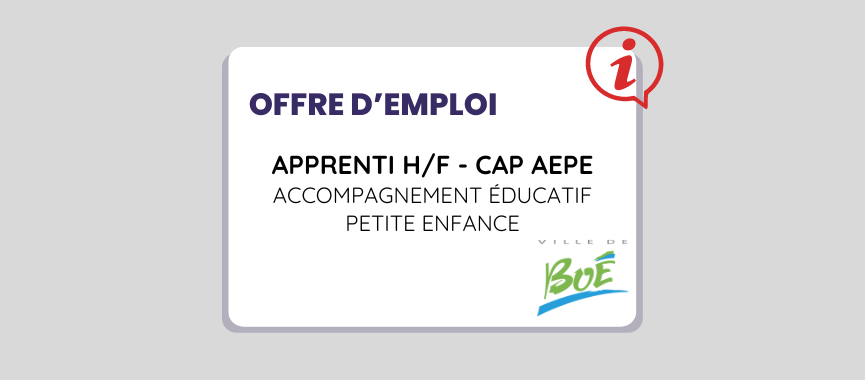 OFFRE D'EMPLOI - APPRENTI ACCOMPAGNEMENT ÉDUCATIF PETITE ENFANCE