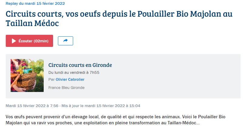 Le Poulailler était sur France Bleue Gironde