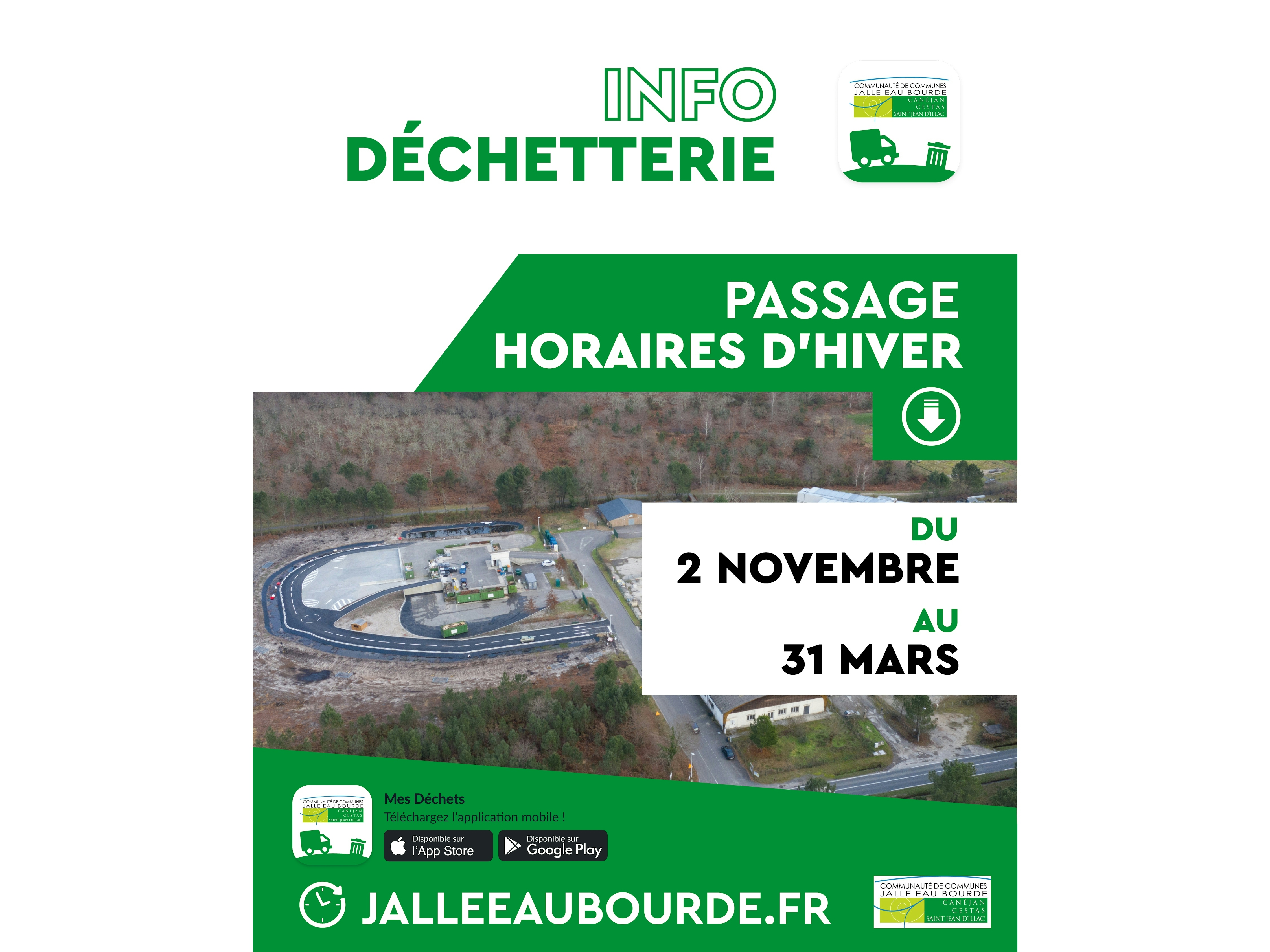 Déchetterie - Horaires d'hiver