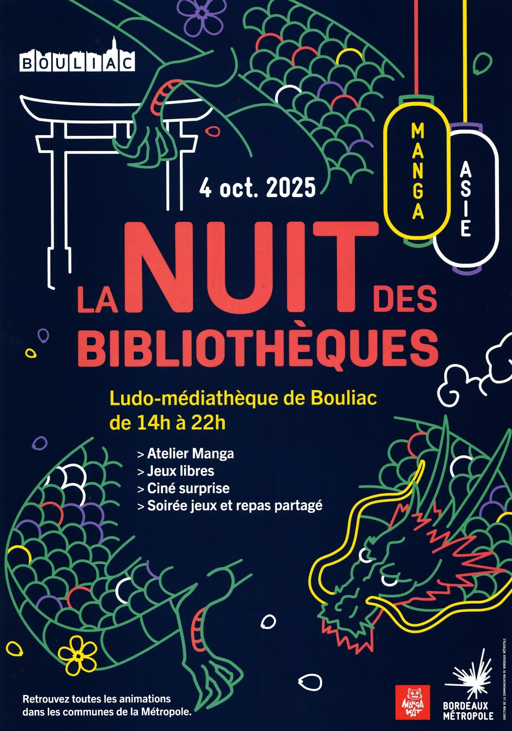 La nuit des bibliothèques (atelier manga, jeux, ciné surprise...)