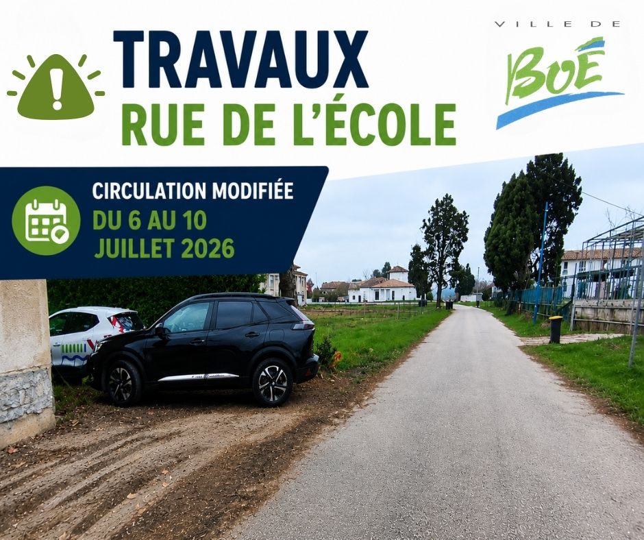 Travaux rue de l'École : circulation modifiée du 6 au 10 juillet