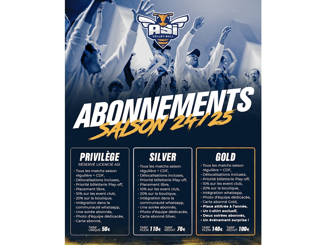 ASI Volley - Ouverture des abonnements saison 24/25