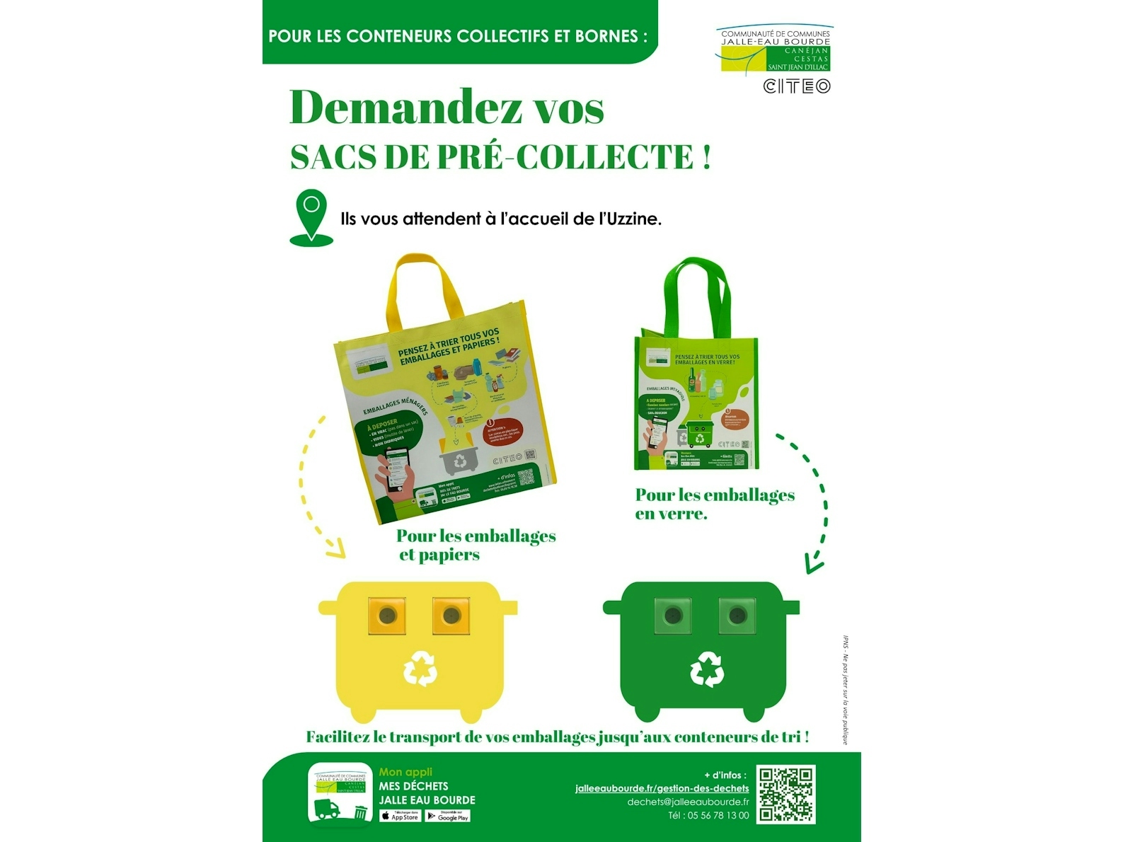 Sacs de pré-collecte - CDC Jalle Eau Bourde