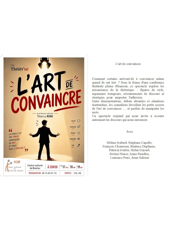 "L'art de convaincre" par la Compagnie Théât'ruc 19 juin