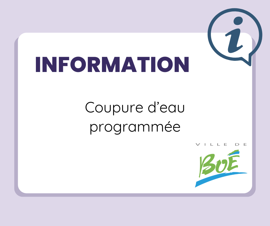 COUPURE D'EAU PROGRAMMÉE LE 15 FÉVRIER 2024