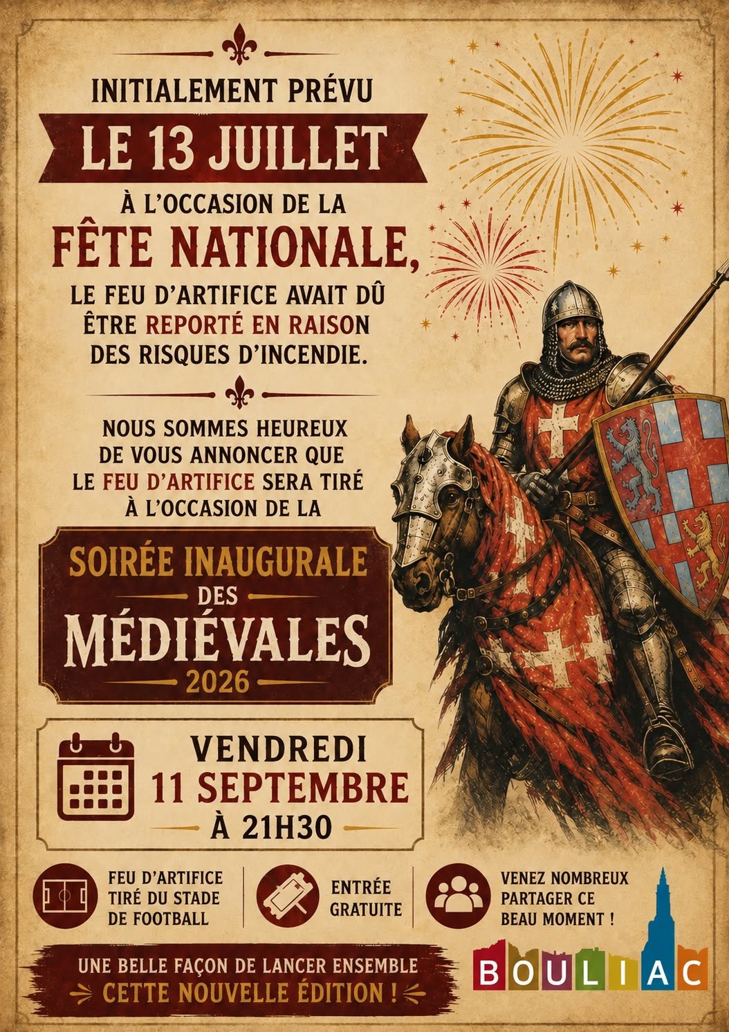 Feu d'artifice - Soirée inaugurale des médiévales de Bouliac