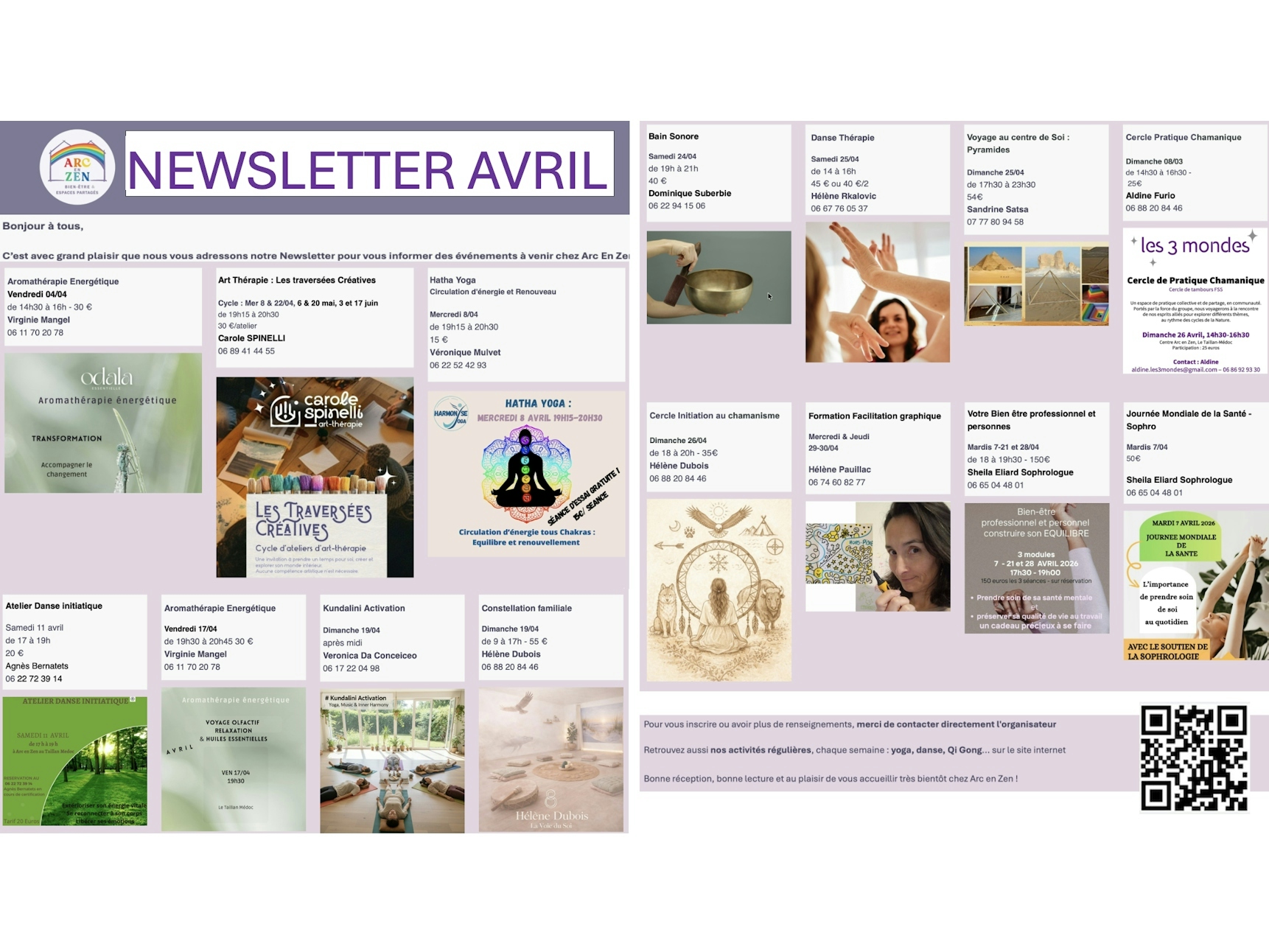 Newsletter : Avril chez Arc en Zen