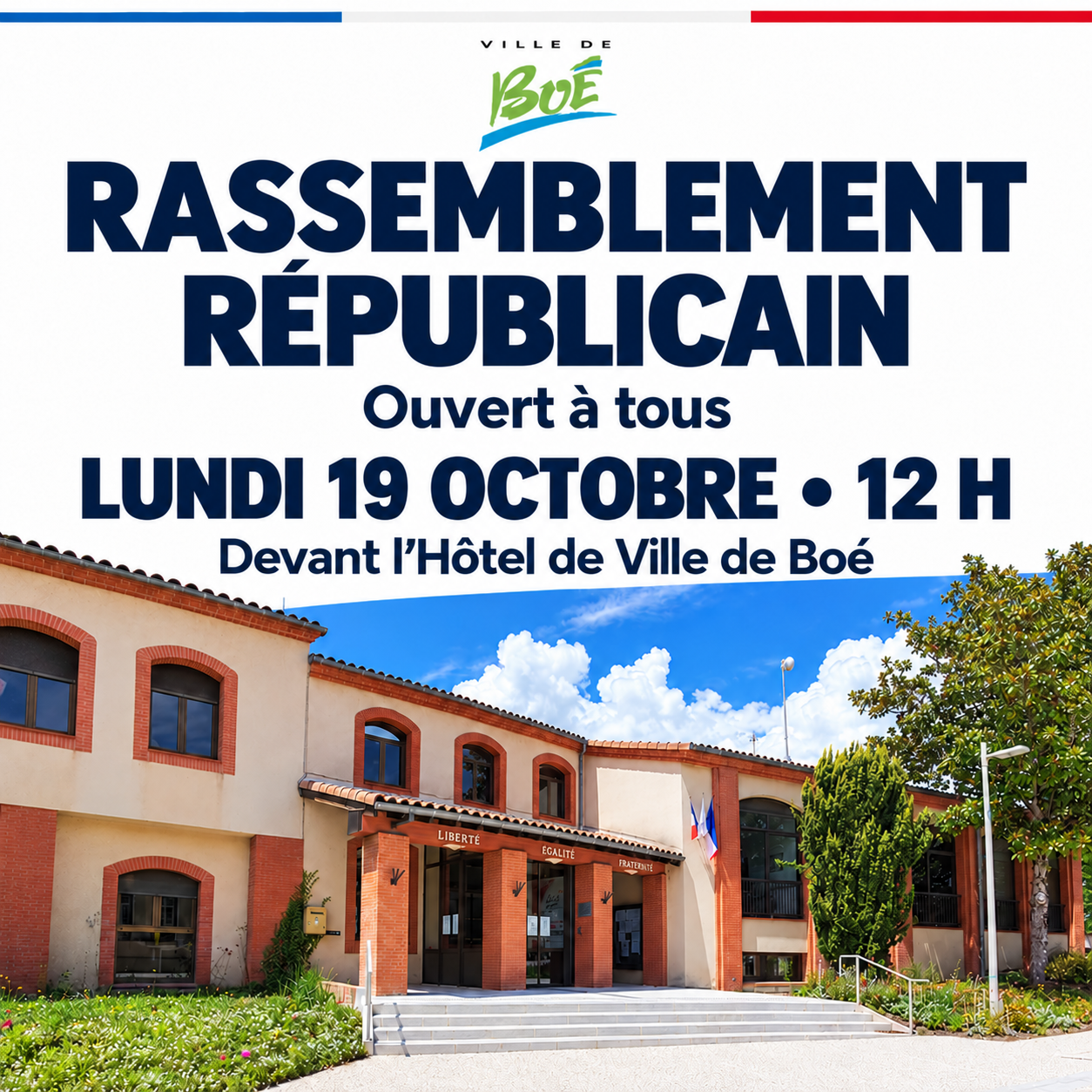  Rassemblement – lundi 19 octobre à midi, devant l’Hôtel de Ville de Boé
