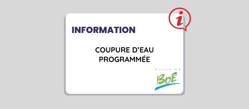 COUPURE D'EAU PROGRAMMÉE LE 16 MAI 2024