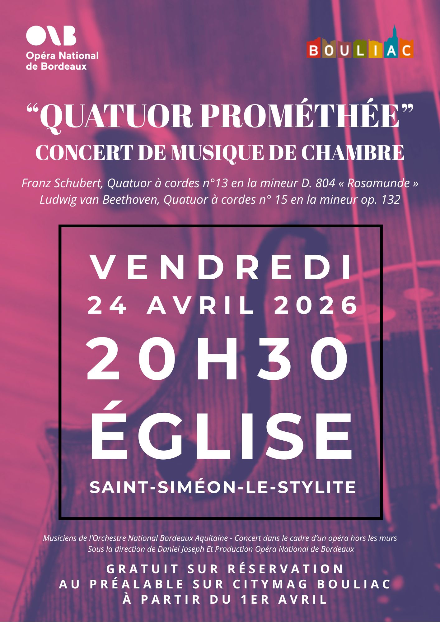 Concert de l'opéra national de Bordeaux "Quatuor Prométhée"