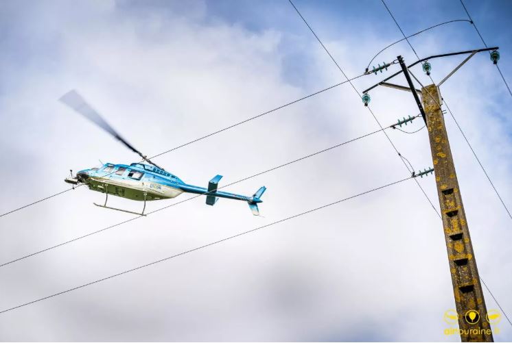 Survol, à très basse hauteur, des lignes moyenne tension (HTA) organisé par ENEDIS