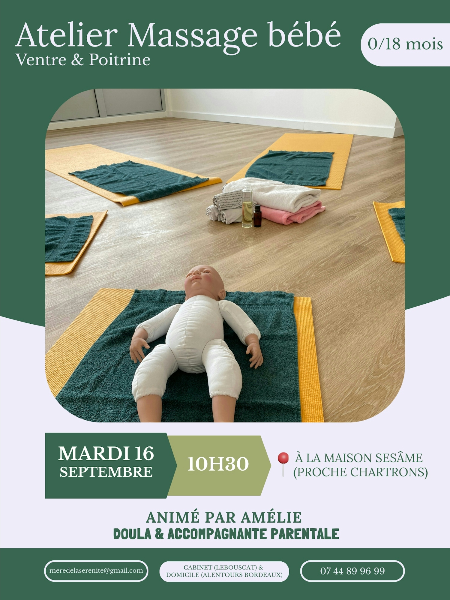 Atelier Massage bébé - Ventre & Poitrine