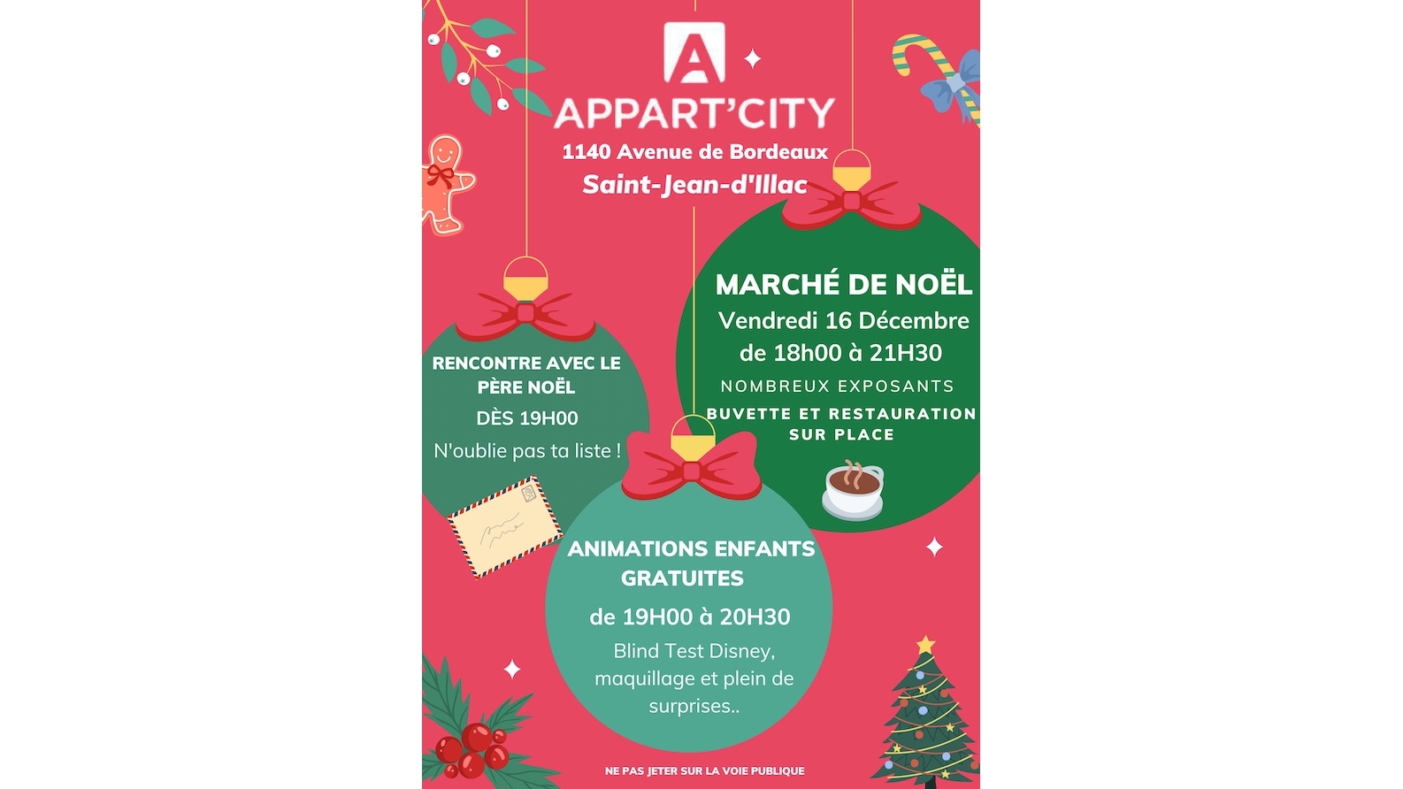 MARCHE NOEL LE 16/12/22 A APPARTCITY ST JEAN D'ILLAC 