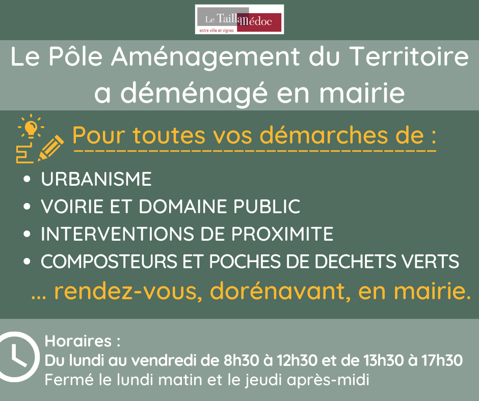 Déménagement du Pôle Aménagement du Territoire en mairie