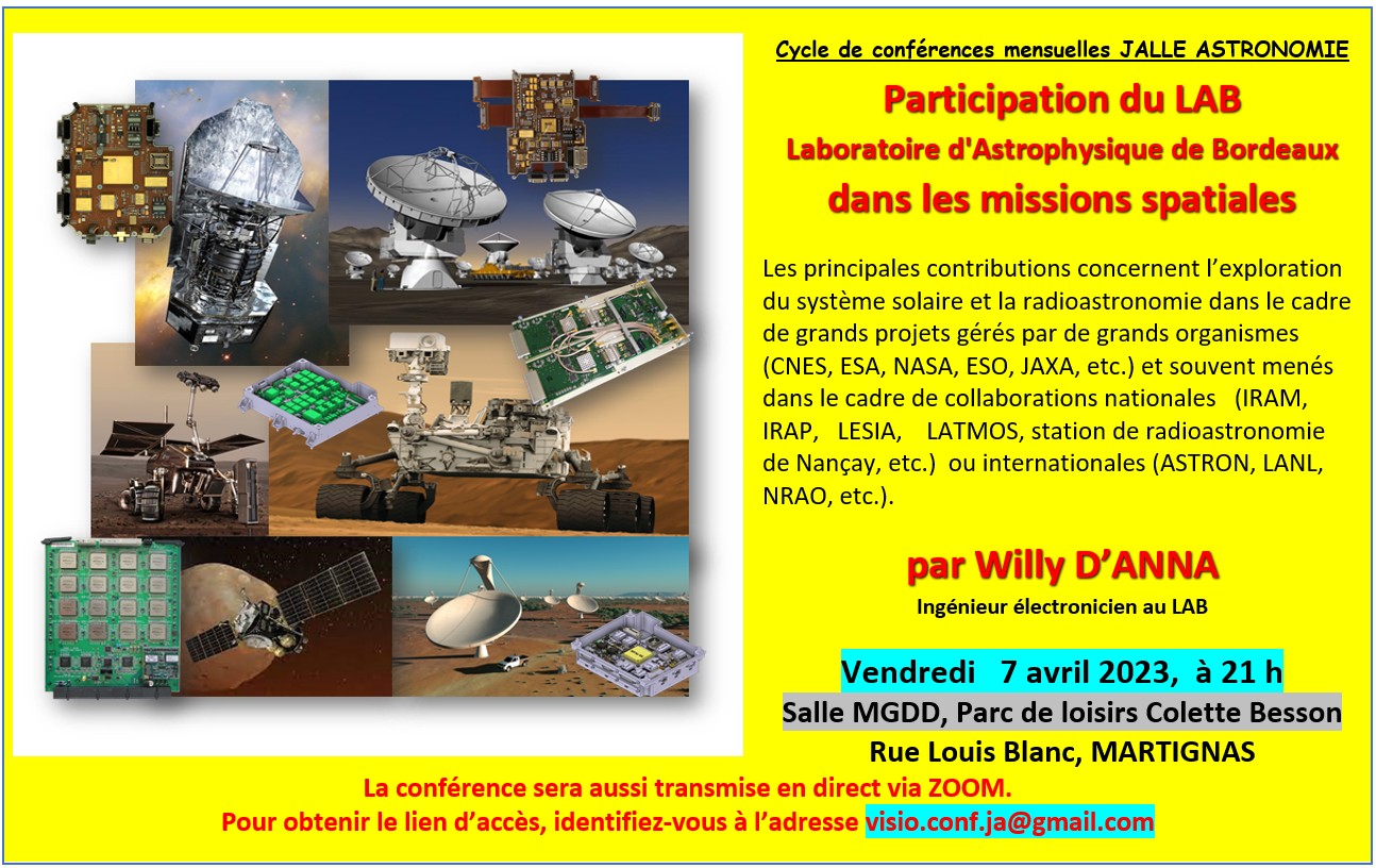 Conférence du mois d'Avril : Le L.A.B dans les missions spatiales