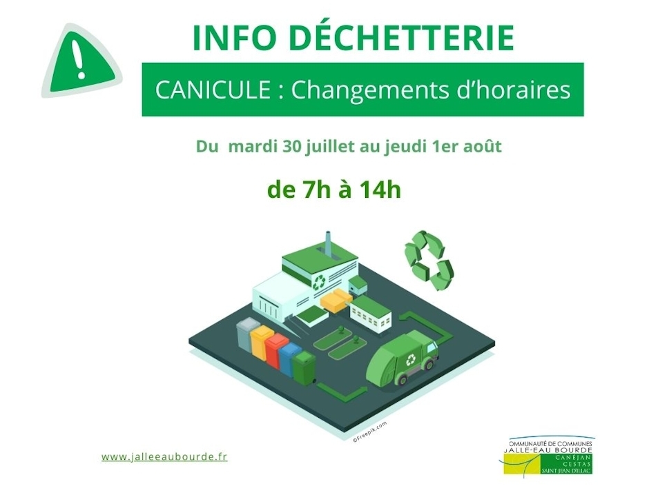 Canicule - Changement d'horaires de la déchetterie