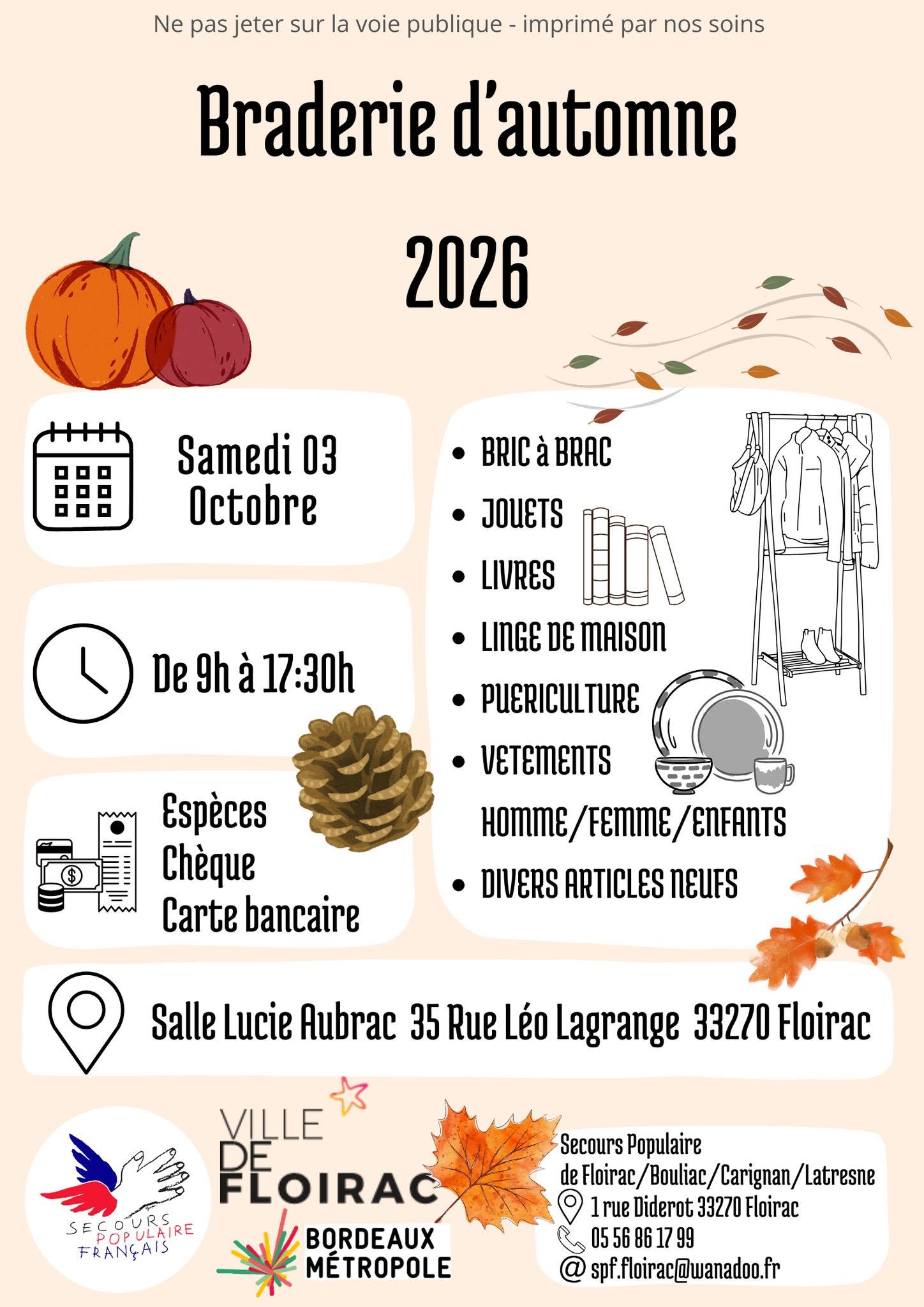 Braderie d'automne du Secours Populaire