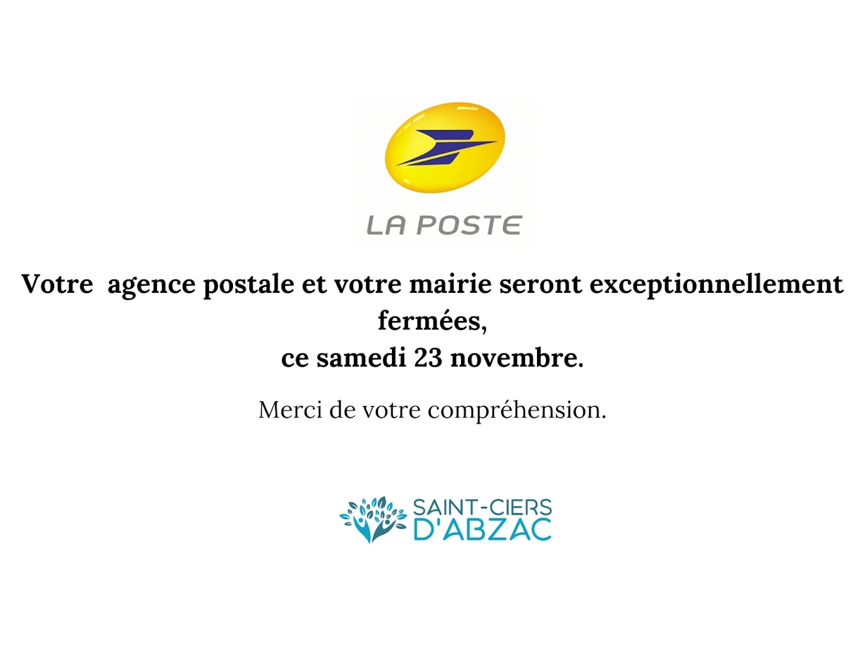 Fermeture exceptionnelle ce samedi 23 novembre