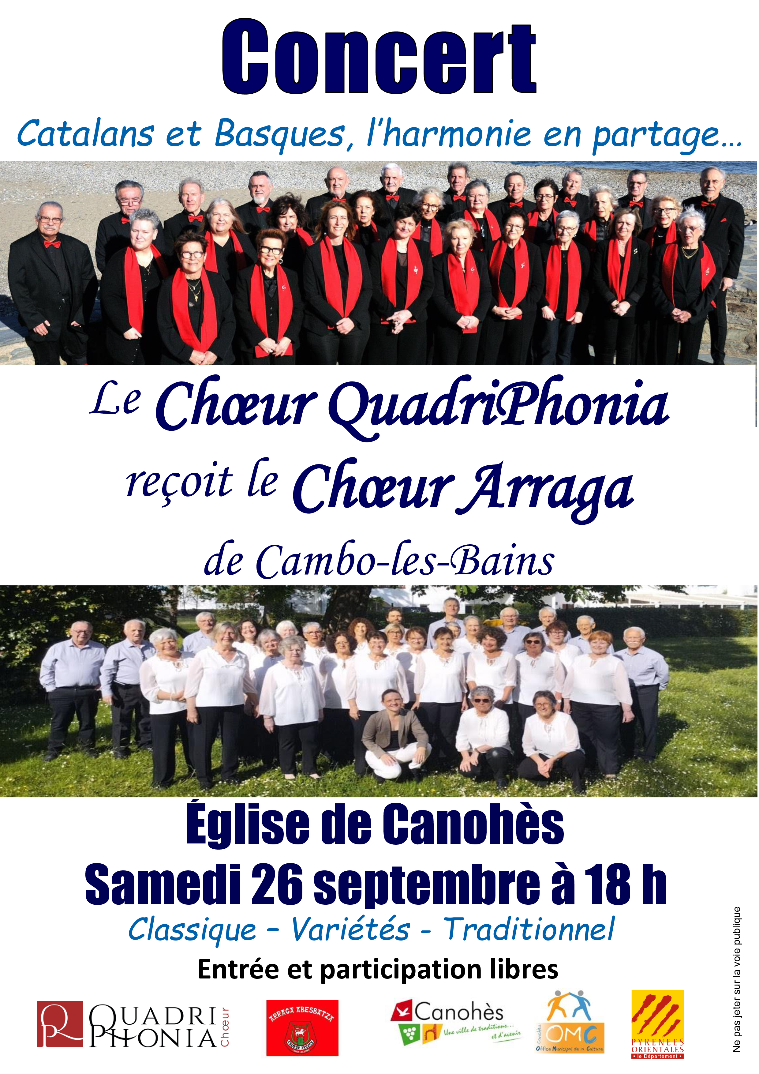 CATALANS ET BASQUES, L'HARMONIE EN PARTAGE. Samedi 26 septembre à 18h00