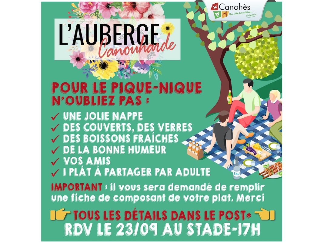 [L’AUBERGE CANOUHARDE EST MAINTENUE SAMEDI 23 SEPT.]