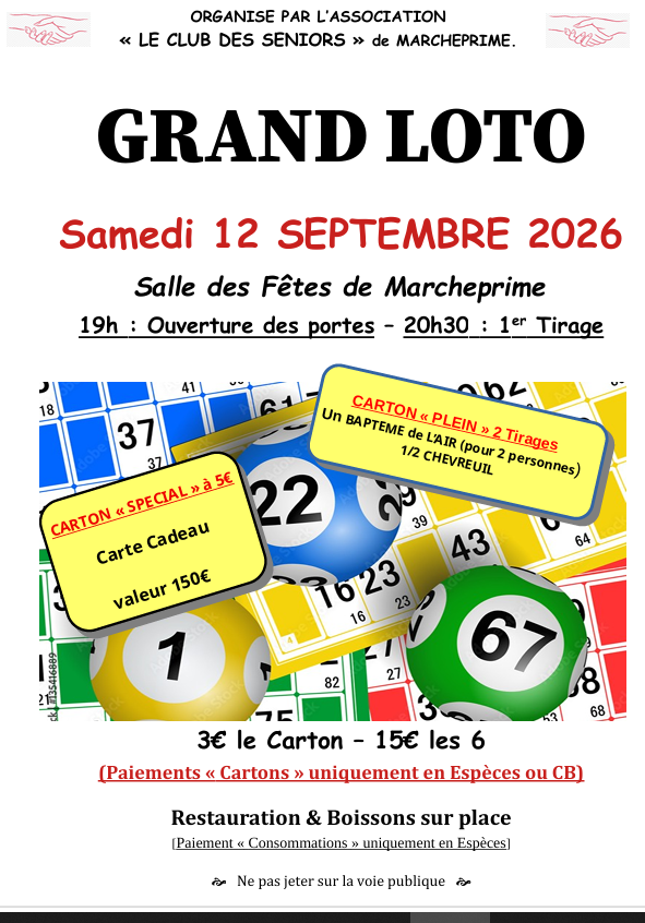 LOTO ORGANISE PAR LE CLUB