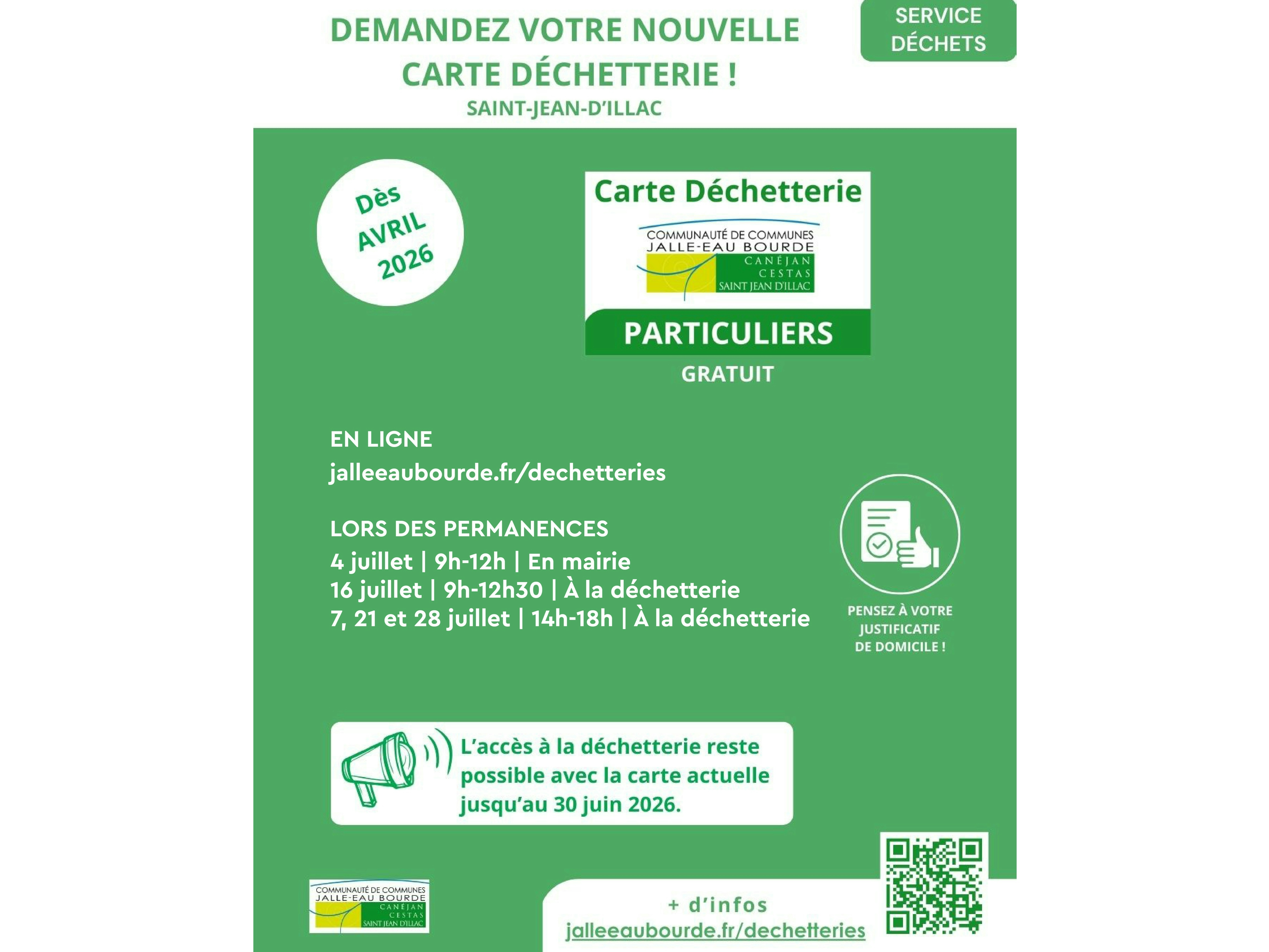 Déchetterie - Nouvelle carte d'accès