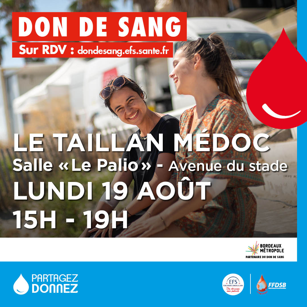 Collecte de sang lundi 19 août 2024