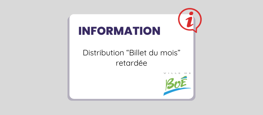 DISTRIBUTION DU BILLET DU MOIS - JANVIER 2024