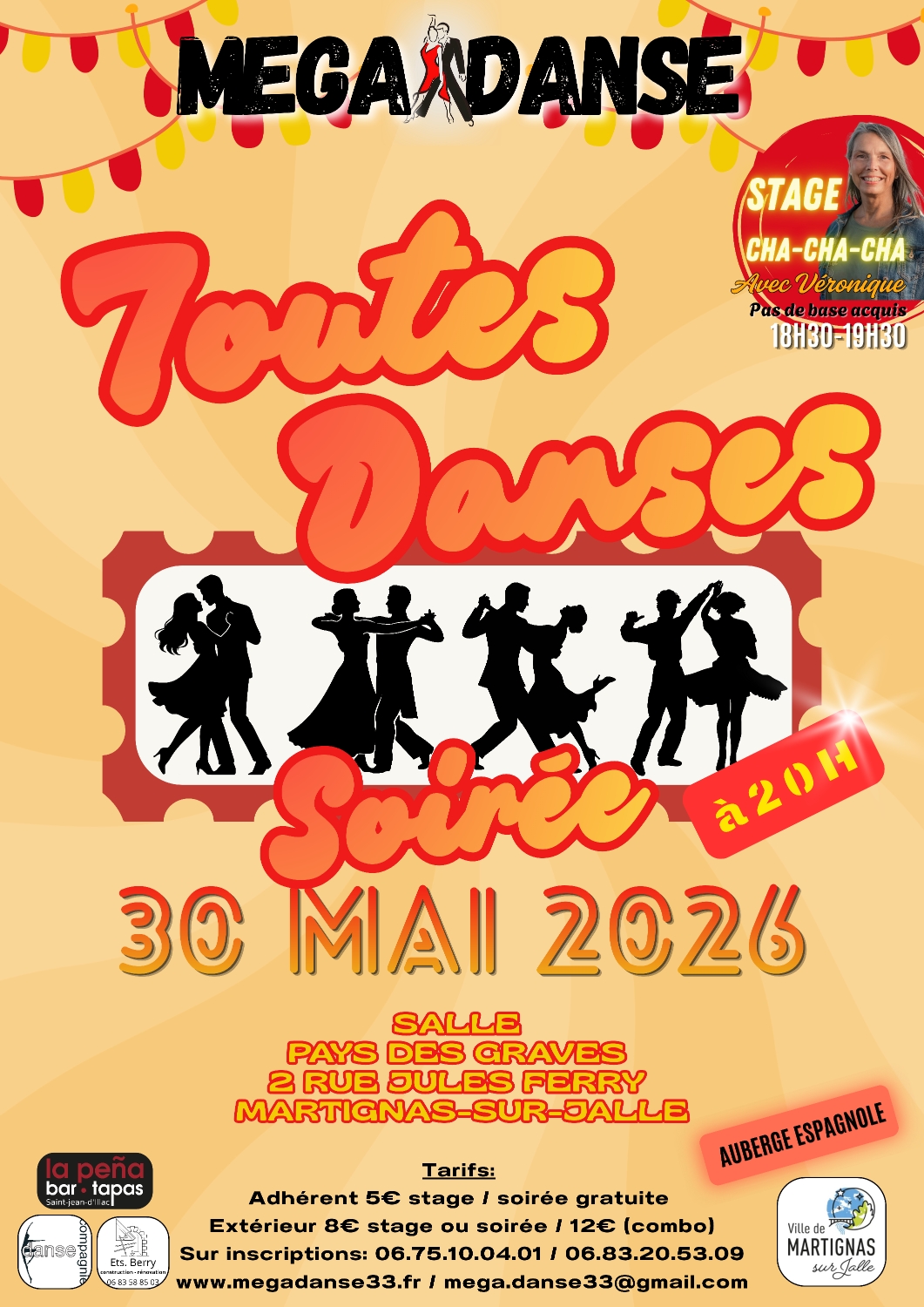 Soirée Mégasanse « toutes danses » précédée d’un stage de « cha cha cha »