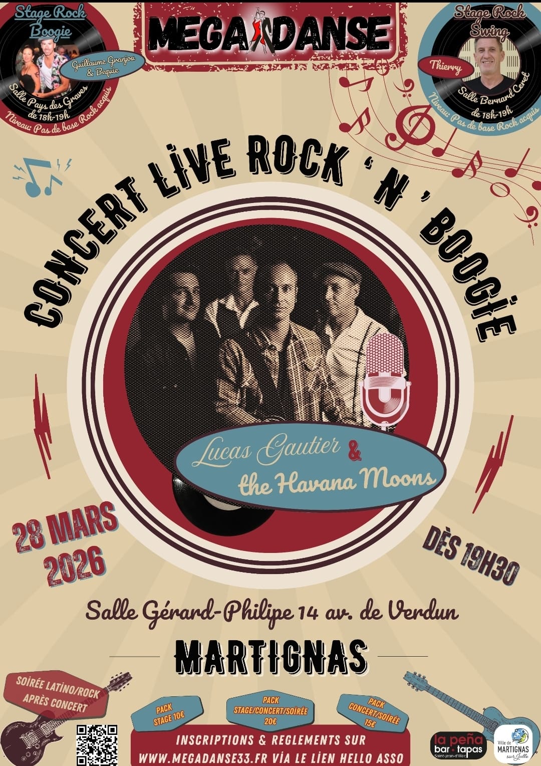 Concert LIVE Rock’N’Boogie suivi d’une soirée Latino/Rock