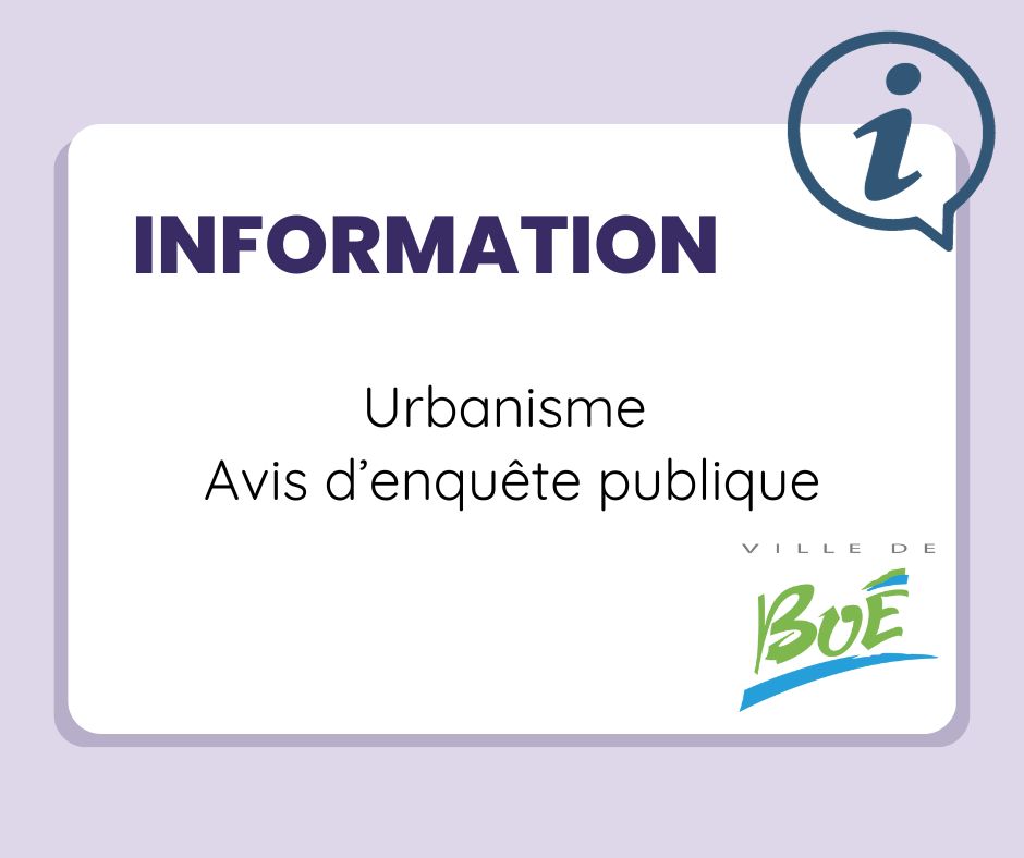 AVIS D'ENQUÊTE PUBLIQUE - URBANISME