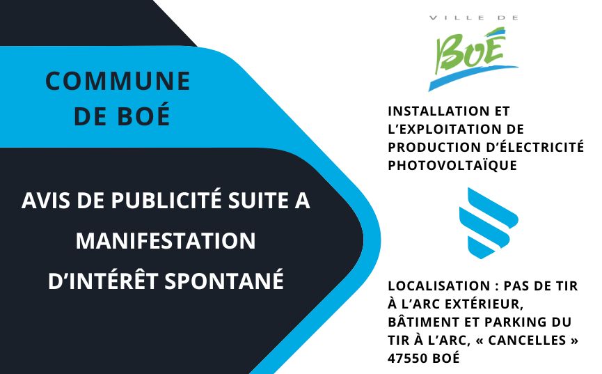 AVIS DE PUBLICITÉ SUITE A MANIFESTATION D’INTÉRÊT SPONTANÉ 