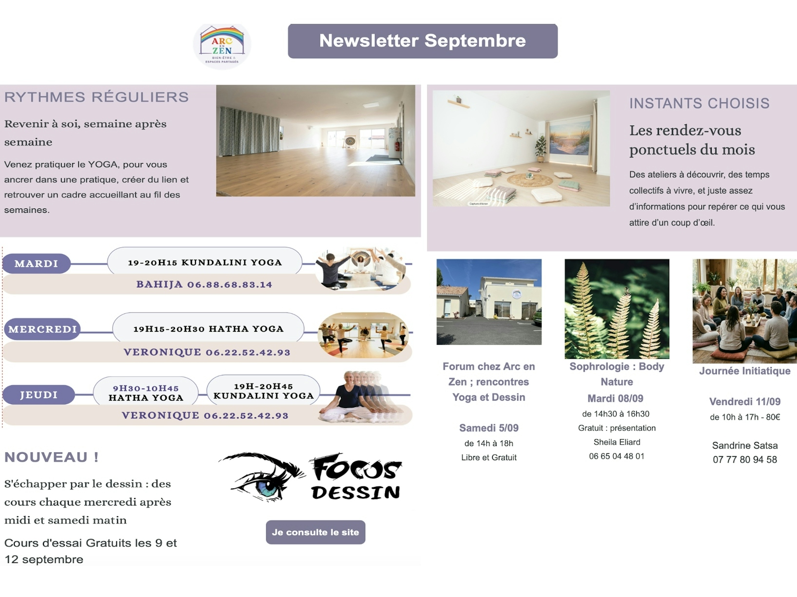 Tous les ateliers de la rentrée 26-27