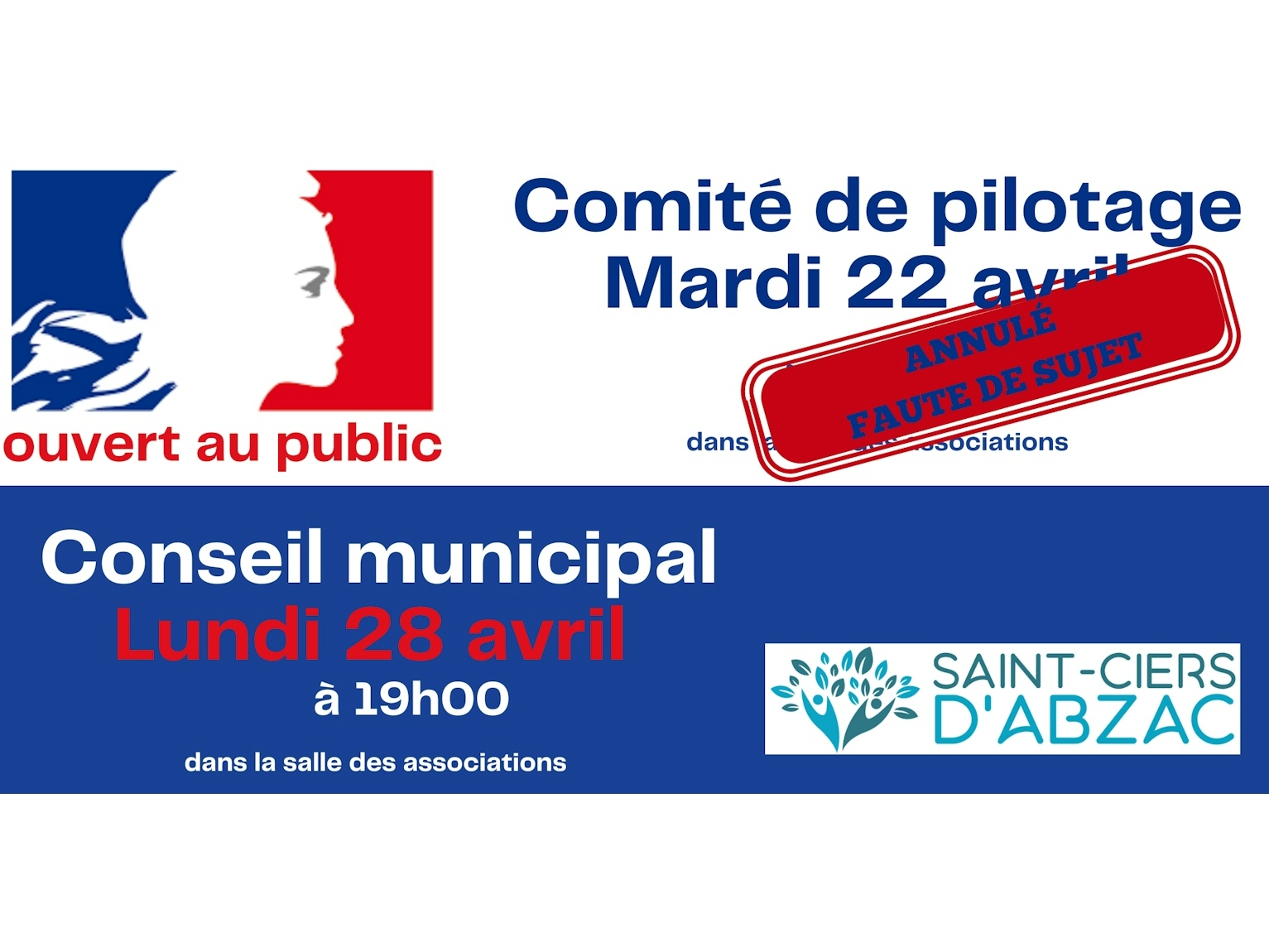 Annulation du comité de pilotage 