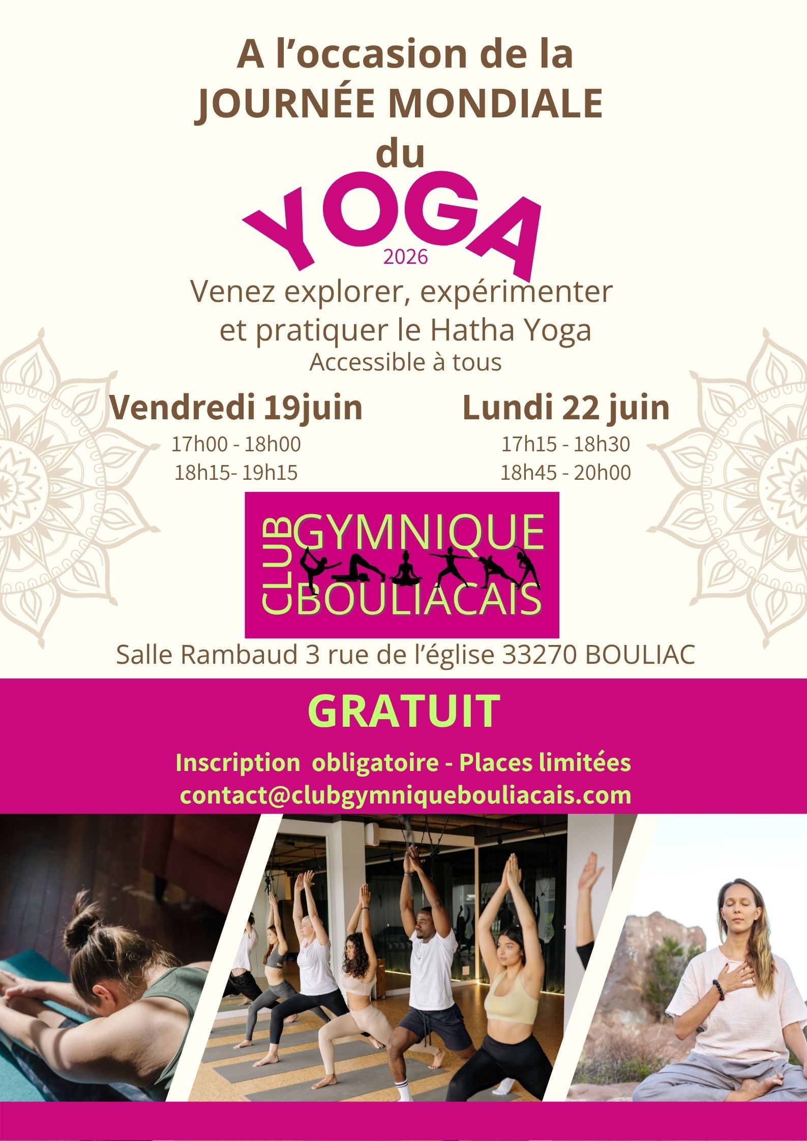 Séances découverte du Yoga