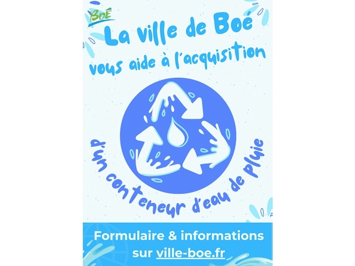 LA VILLE DE BOÉ VOUS AIDE À ACQUÉRIR UN CONTENEUR D'EAU DE PLUIE !