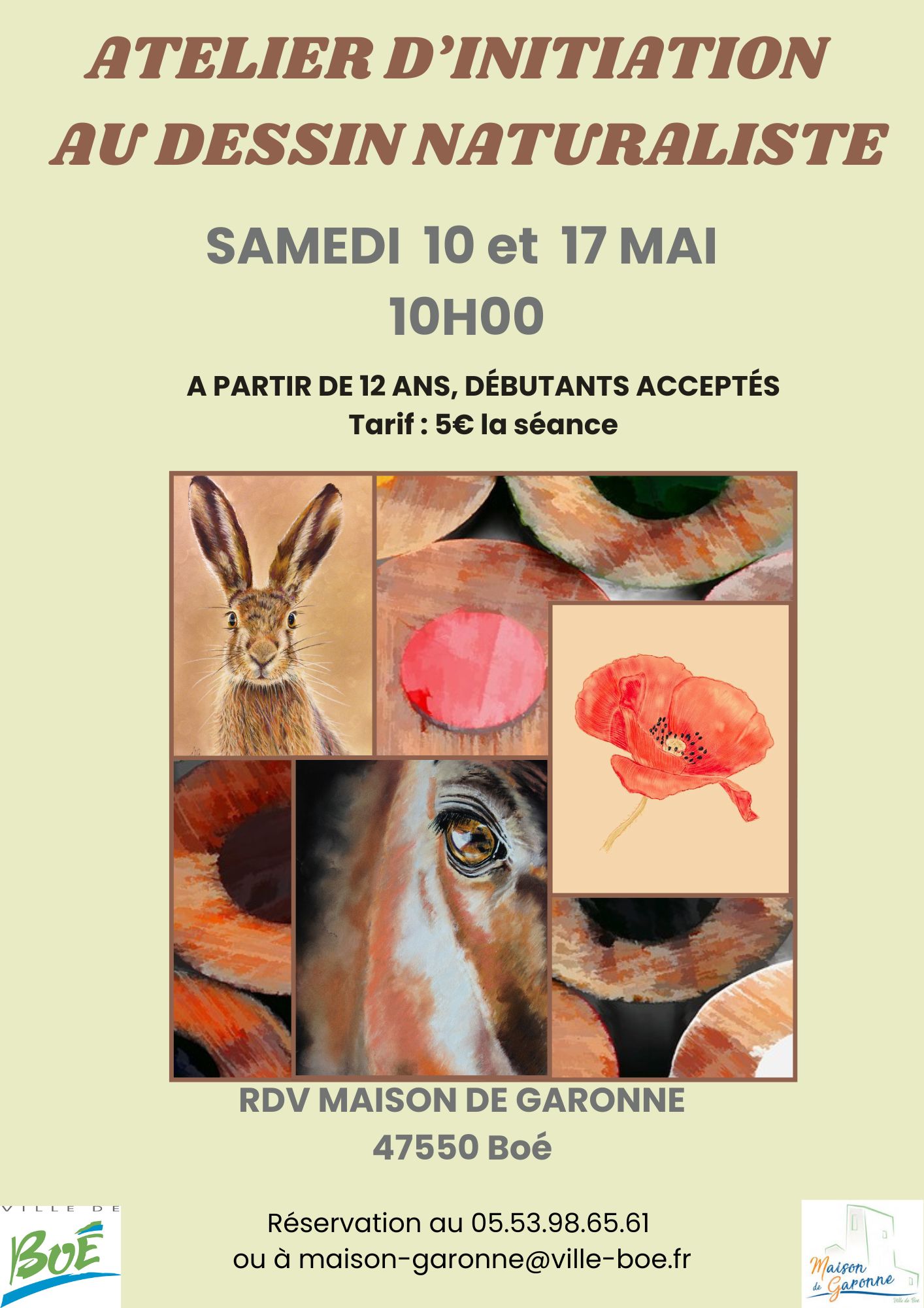 Ateliers d’initiation au dessin naturaliste au pastel