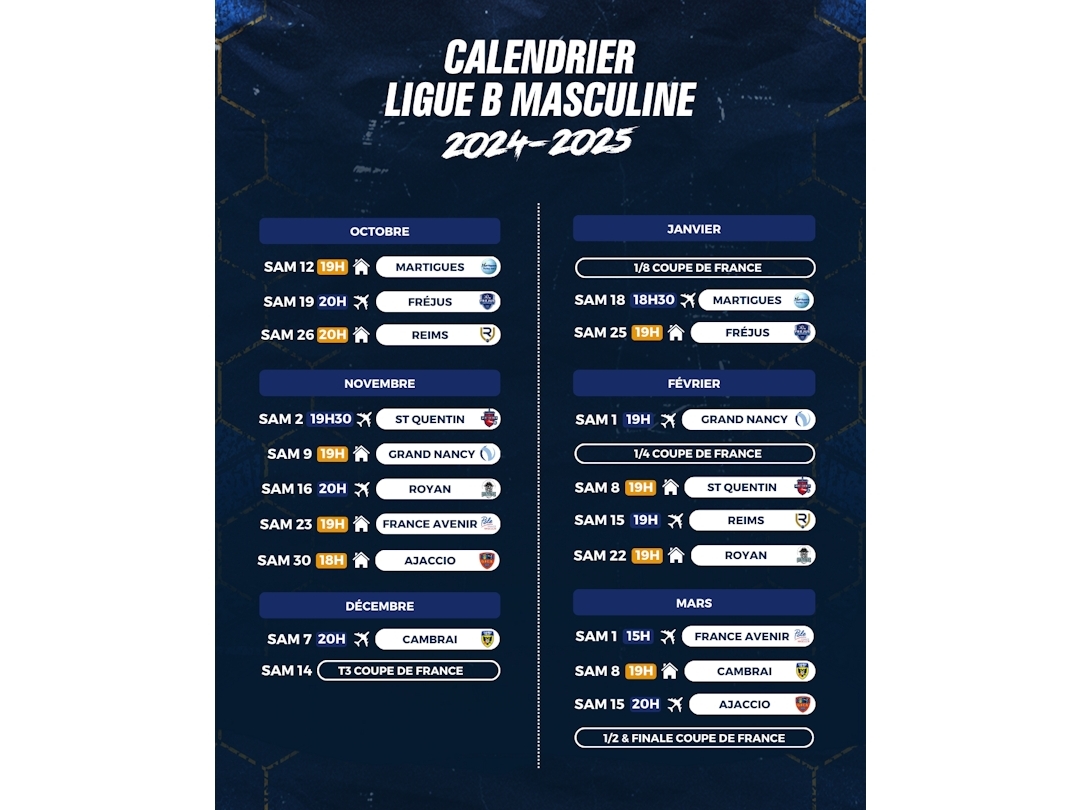 Calendrier Ligue B Masculine Volley-Ball