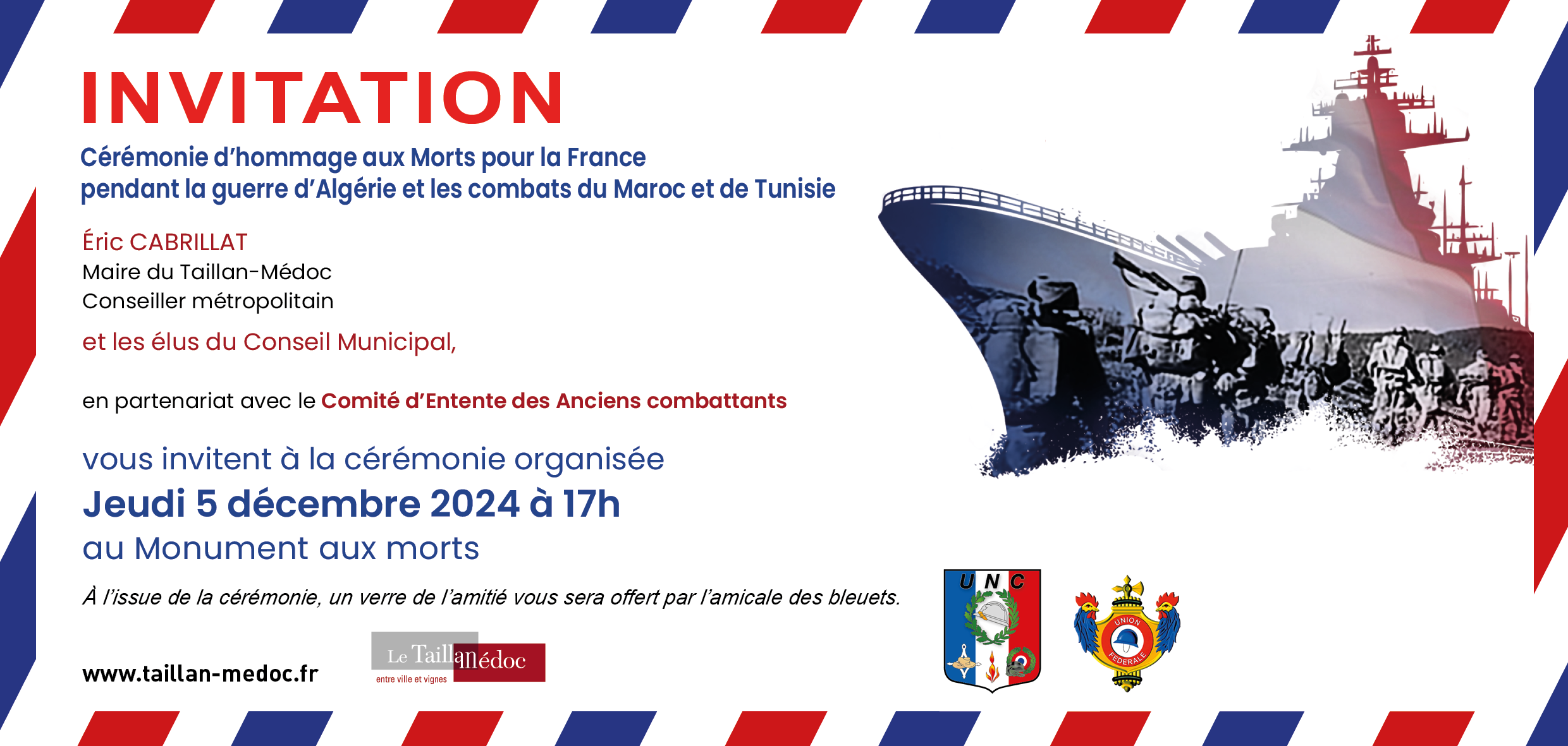 CÉRÉMONIE D'HOMMAGE AUX MORTS POUR LA FRANCE PENDANT LA GUERRE D'ALGERIE ET LES COMBATS DU MAROC ET DE LA TUNISIE