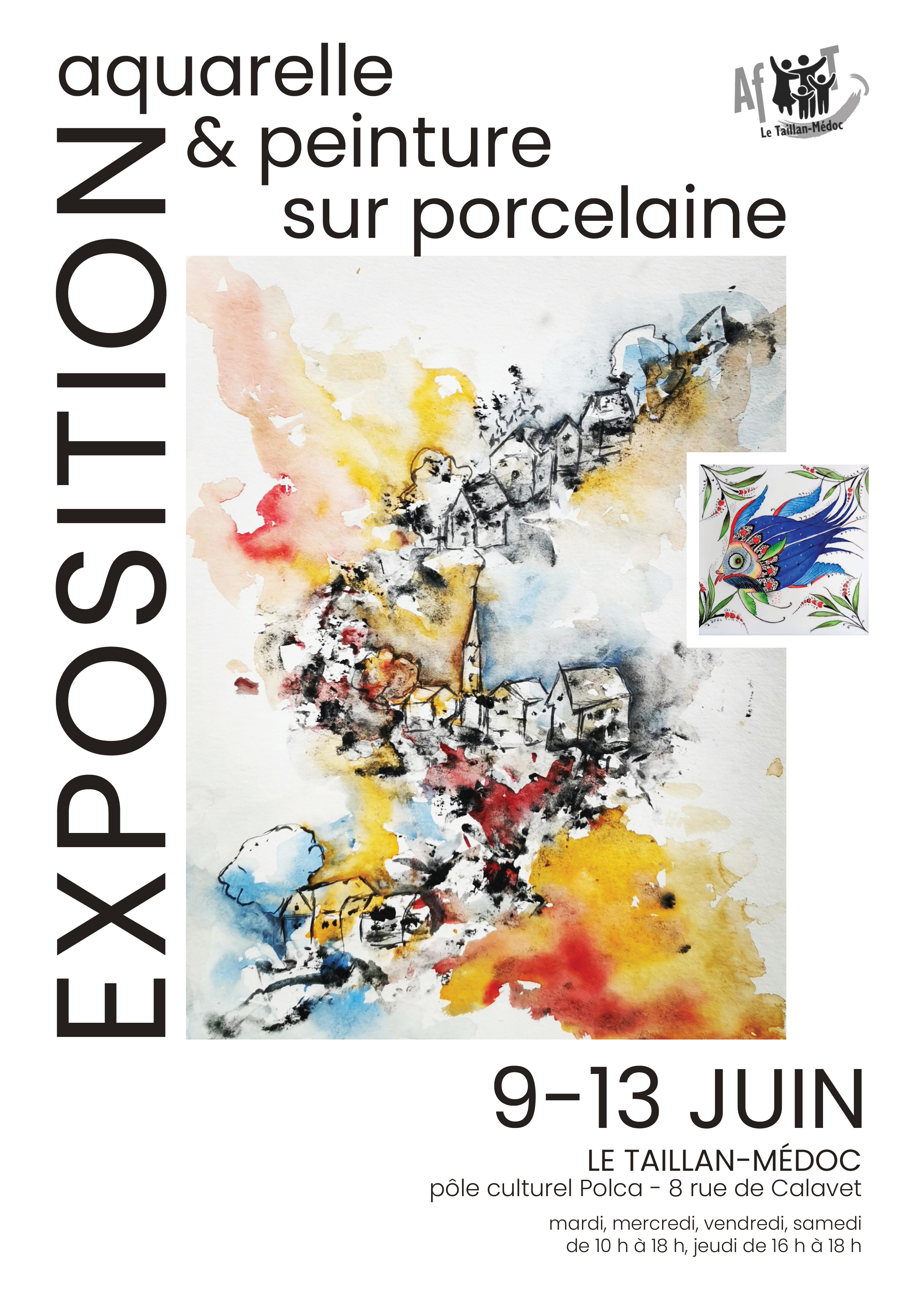 AFT propose une exposition aquarelles et peintures sur porcelaine